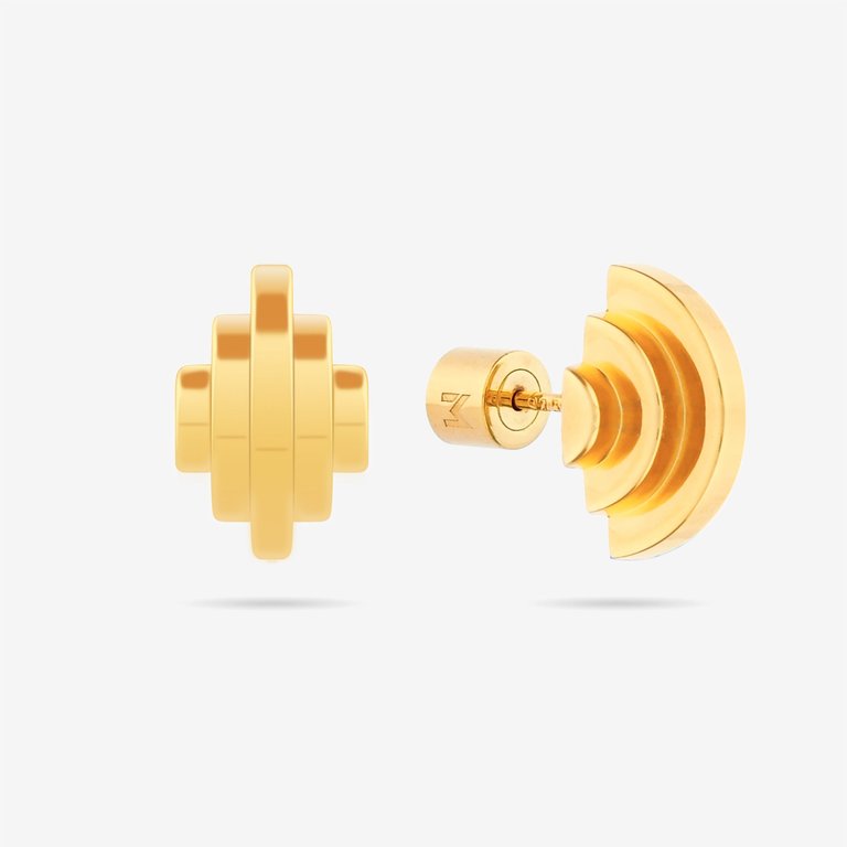 Multi Semicircle Geometric Stud Earrings - Gold