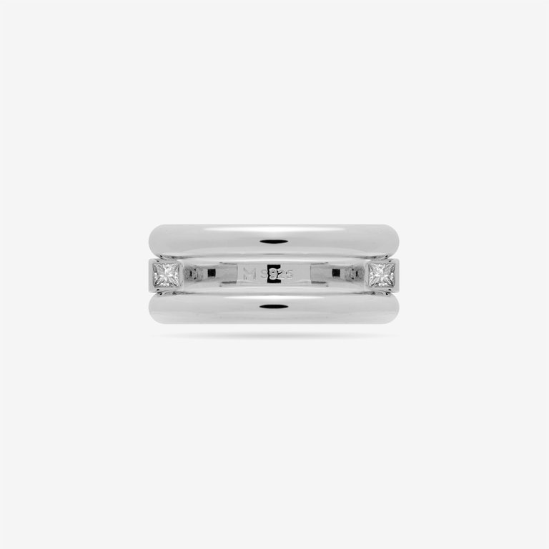 Round And Square Triple Band Convertible Ring With CZ - Silver