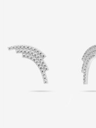 Sequenced Triple Arc Earrings With Pave CZ - Silver