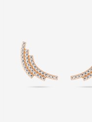 Sequenced Triple Arc Earrings With Pave CZ - Rose Gold
