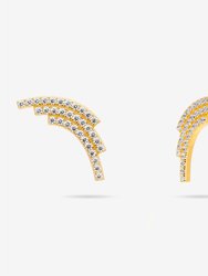 Sequenced Triple Arc Earrings With Pave CZ - Gold