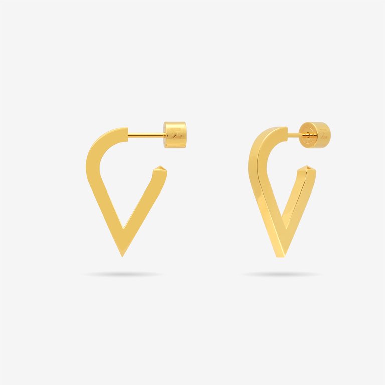 Stylized Waterdrop Drop Earrings - Gold