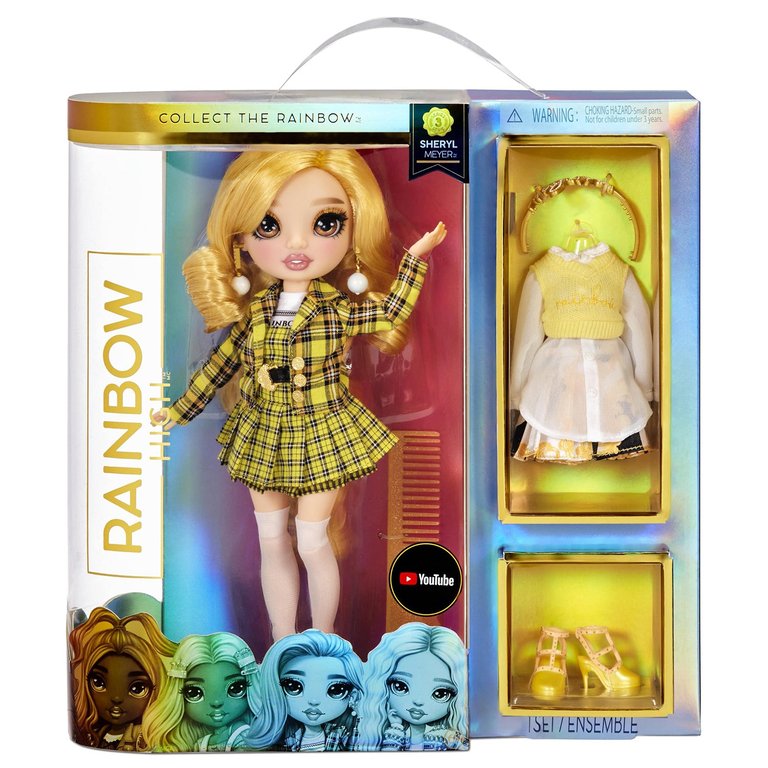 Rainbow High Sheryl Meyer – Marigold (Yellow) Fashion Doll with 2 Outfits to Mix & Match and Doll Accessories