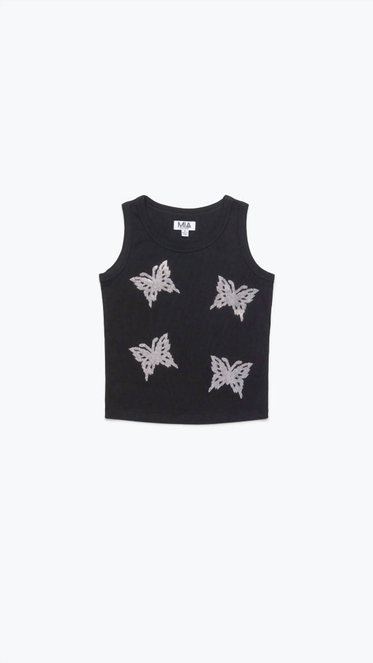 Girls - Butterfly Tank In Black - Black