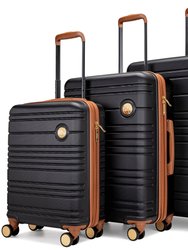 Brickell 3 Piece Expandable Retro Luggage Set - Black