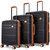 Brickell 3 Piece Expandable Retro Luggage Set - Black