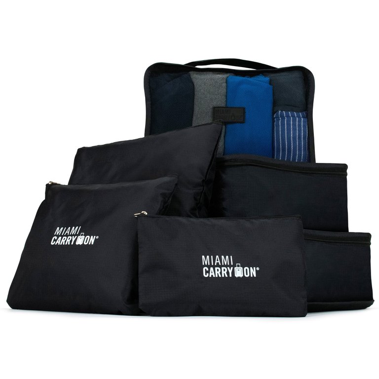 Foldable 6 Piece Packing Cubes - Black