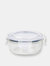 Michael Graves Design 13 Ounce High Borosilicate Glass Round Food Storage Container with Indigo Rubber Seal