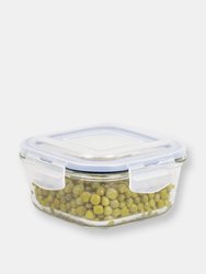 Michael Graves Design 17 Ounce High Borosilicate Glass Square Food Storage Container with Indigo Rubber Seal