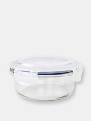 Michael Graves Design 21 Ounce High Borosilicate Glass Round Food Storage Container with Indigo Rubber Seal