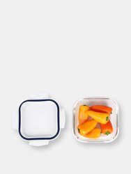 Michael Graves Design 27 Ounce High Borosilicate Glass Square Food Storage Container with Indigo Rubber Seal