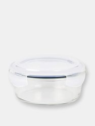 Michael Graves Design 32 Ounce High Borosilicate Glass Round Food Storage Container with Indigo Rubber Seal