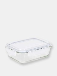 Michael Graves Design 35 Ounce High Borosilicate Glass Rectangle Food Storage Container with Indigo Rubber Seal