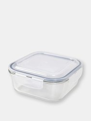 Michael Graves Design 40 Ounce High Borosilicate Glass Rectangle Food Storage Container with Indigo Rubber Seal