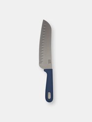 Michael Graves Design Comfortable Grip 7 Inch Stainless Steel Santoku Knife, Indigo