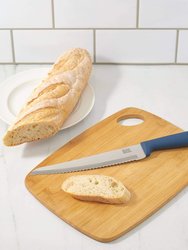 Michael Graves Design Comfortable Grip 8 Inch Stainless Steel Serrated Bread Knife, Indigo