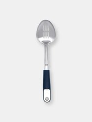 Michael Graves Design Comfortable Grip Stainless Steel Slotted Spoon, Indigo