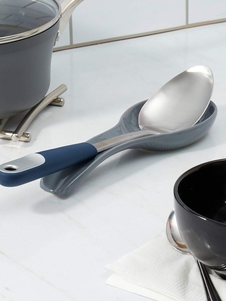 Michael Graves Design Comfortable Grip Stainless Steel Solid Spoon, Indigo