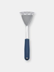 Michael Graves Design Comfortable Grip Vertical Handle Manual Stainless Steel Potato Masher, Indigo