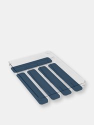 Michael Graves Design Medium 5 Compartment Rubber Lined Plastic Cutlery Tray, Indigo