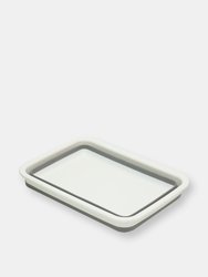 Michael Graves Design Pop Up Collapsible White Plastic and Grey Silicone Dish Pan