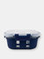 Michael Graves Design Rectangle Large 35 Ounce High Borosilicate Glass Food Storage Container with Plastic Lid, Indigo