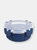 Michael Graves Design Round 13 Ounce High Borosilicate Glass Food Storage Container with Plastic Lid, Indigo