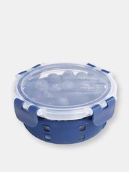 Michael Graves Design Round 13 Ounce High Borosilicate Glass Food Storage Container with Plastic Lid, Indigo