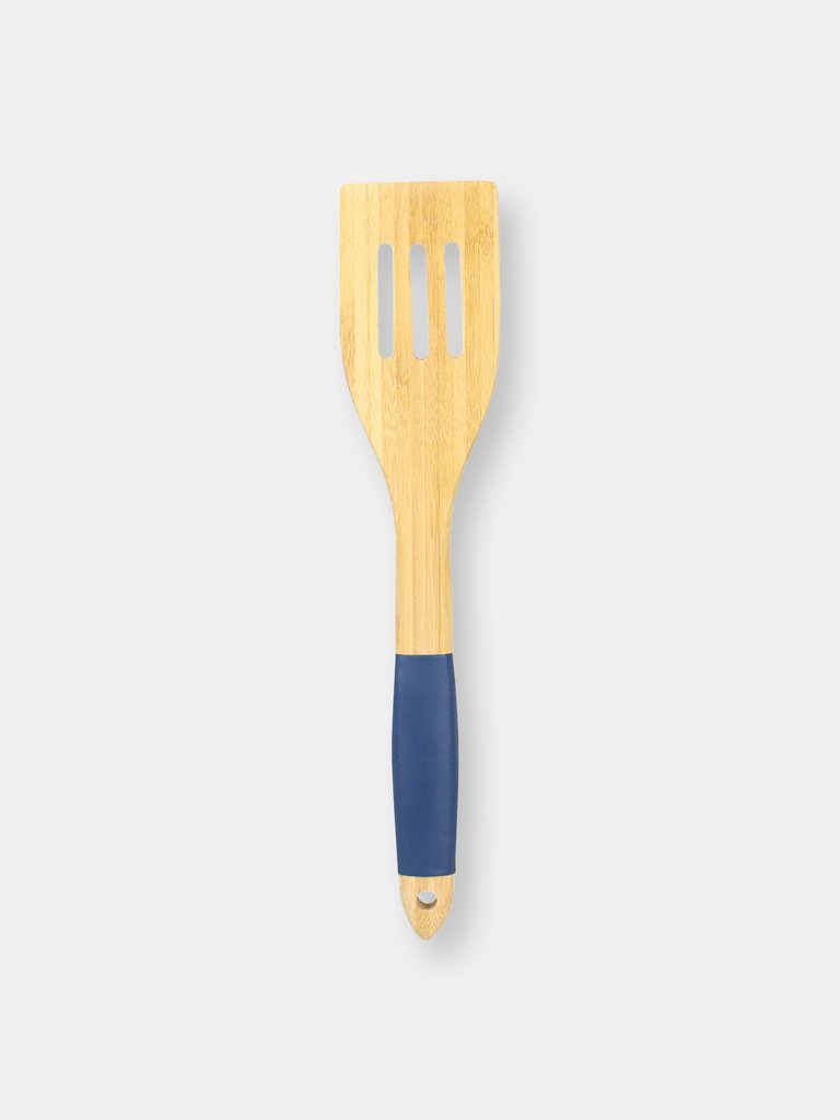 Michael Graves Design Slotted Bamboo Spatula with Indigo Silicone Handle