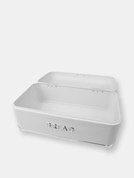 Michael Graves Design Soho Swing Up Lid Tin Bread Box, White