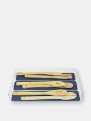 Michael Graves Design X-Large 3 Compartment Rubber Lined Plastic Cutlery Tray, Indigo