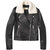 Black Leather Jacket With Shearling Collar - Black