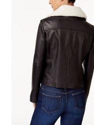 Black Leather Jacket With Shearling Collar