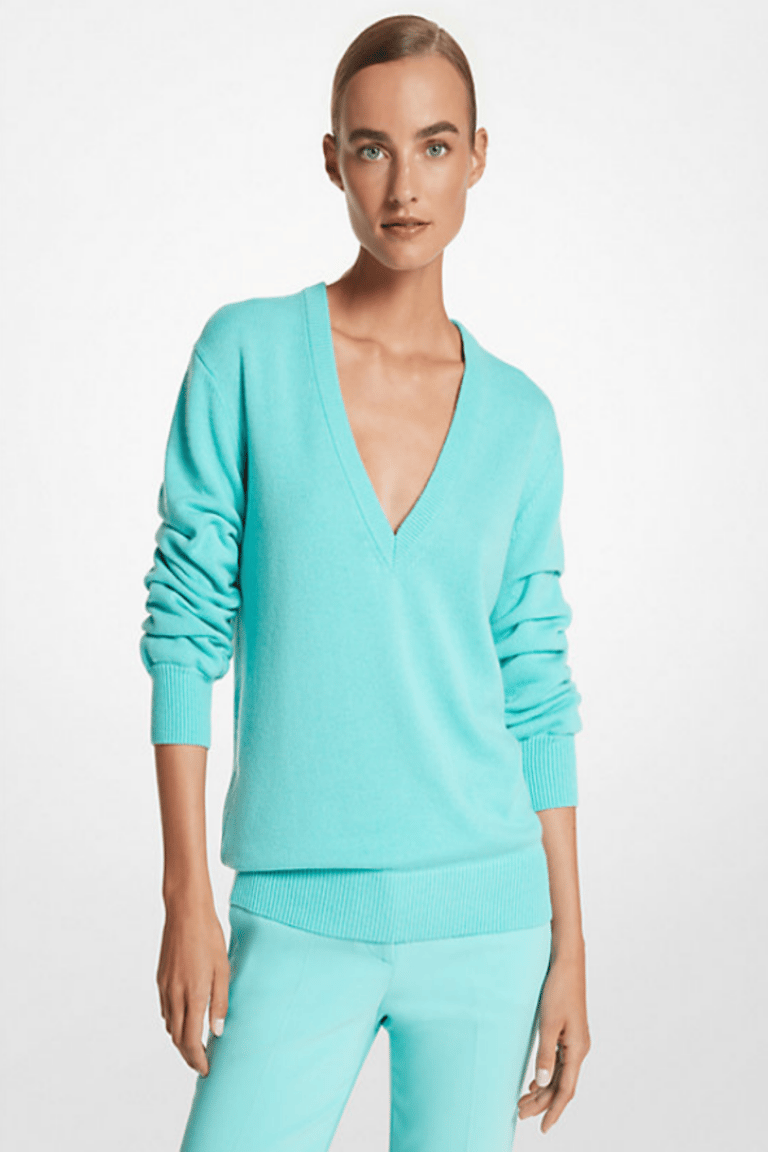 Cashmere Crushed-Sleeve Sweater - Seafoam
