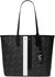 Eliza Large East/West Open Tote, Black/Optic White