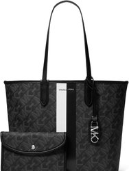 Eliza Large East/West Open Tote, Black/Optic White - Black