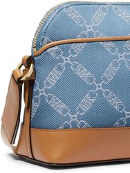 Jet Set Charm Large Dome Crossbody With Web Strap, Denim Multi - Denim Multi