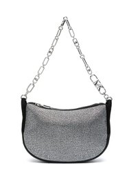 Kendall Leather Rhinestone Small Bracelet Pouchette Handbag - Black