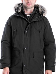 Men MMK791896 Heavyweight Hooded Snorkel Parka Coat With Bib Black - Black