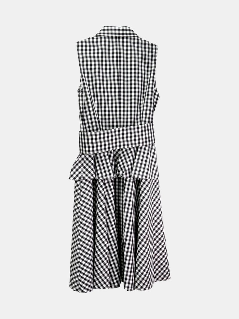 Michael Kors Women's Black / Optic White Gingham Poplin Belted Shirtdress Dress