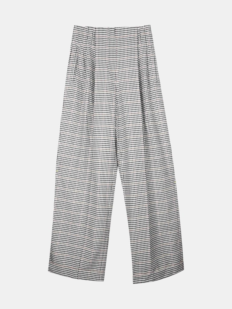 Michael Kors Women's Nutmeg Multi Dogtooth Windowpane Wool and Cotton Trousers Pants & Capri - Nutmeg Multi