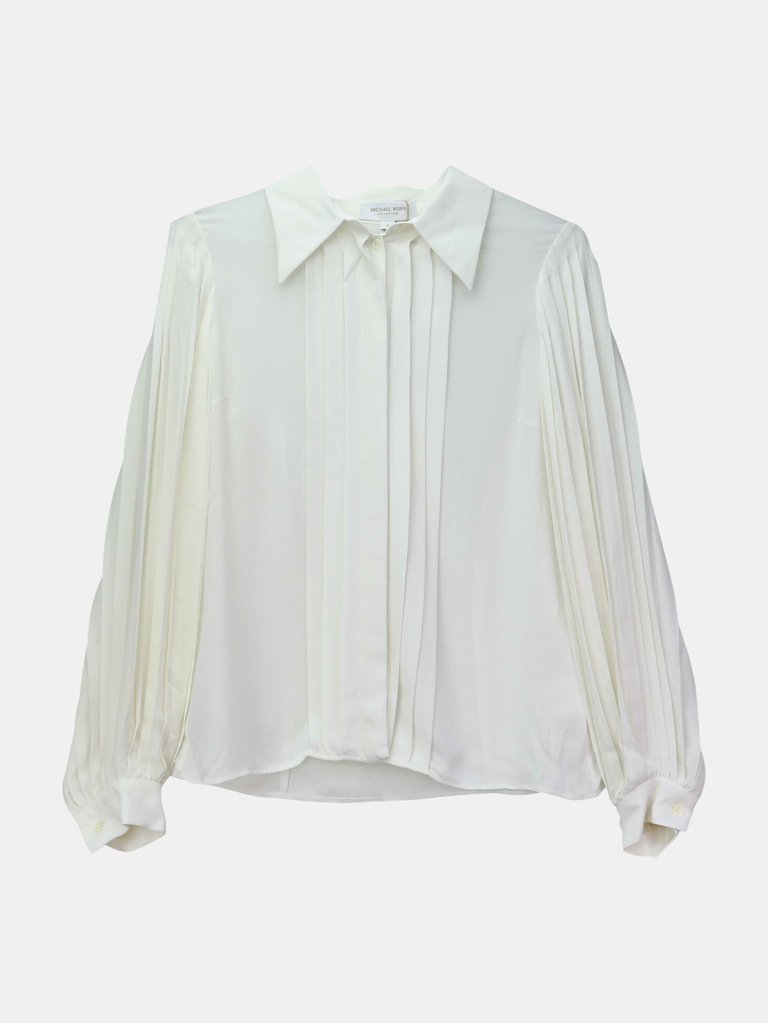 Michael Kors Women's White Silk georgette puff sleeve shirt Blouse - White
