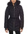 Michael Michael Kors Women's Logo Leopard Belted Hood Puffer Coat Black Animal - Black