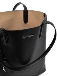 Women Black North South Pebbled Leather Tote Bag