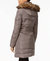 Women Flannel Down 3/4 Puffer Coat With Faux Fur and Hood