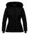 Women's Black Chevron Faux Fur Hooded Coat