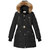 Women's Black Down Belted Puffer Coat 3/4 Length - Black