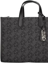 Women's Black Embossed Logo Gigi Large Tote Handbag