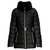 Women's Black Faux Fur Collar Belted Lightweight Down Puffer Coat - Black