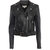 Women's Black Leather Moto Jacket - Black